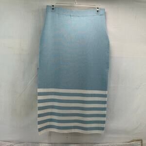 New light blue and white women’s large knit long cozy Feminine skirt